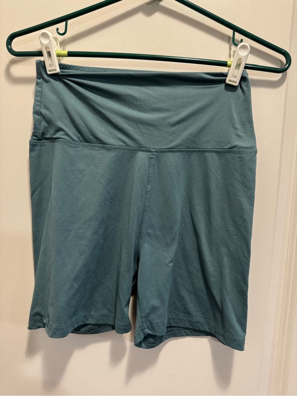 & Other Stories Teal Bike Shorts with Wide Waistband